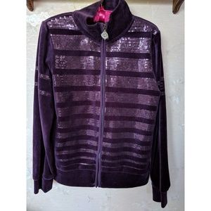 NWT BCBG Max Azria Purple Sequin Velour Jacket